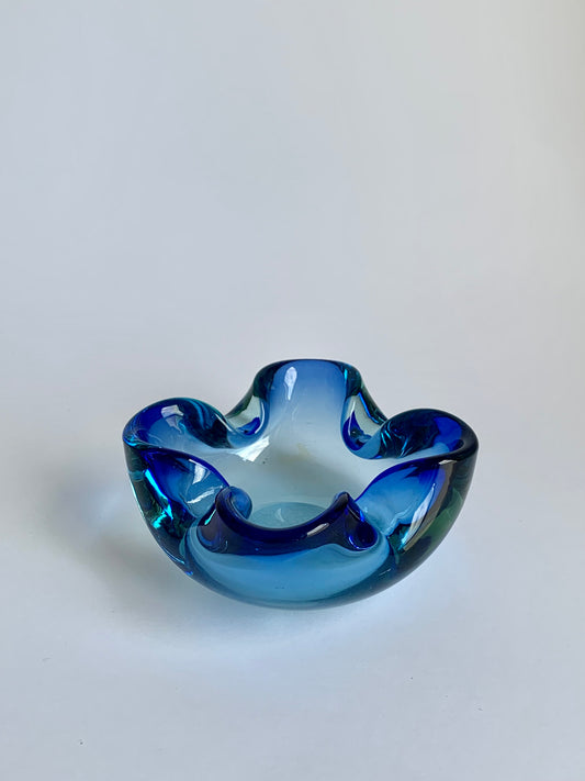 Murano-Glas-Schale in Tiefblau und Mintgrün