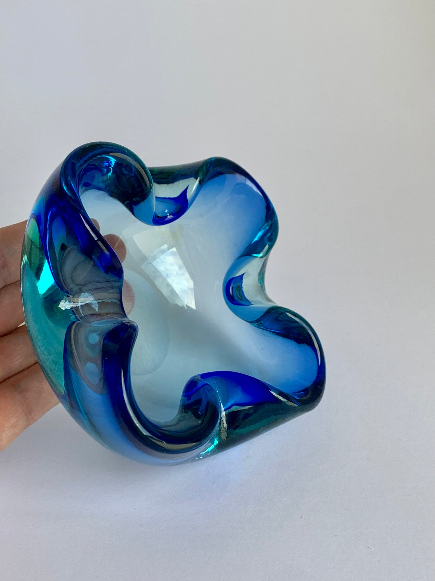 Murano-Glas-Schale in Tiefblau und Mintgrün