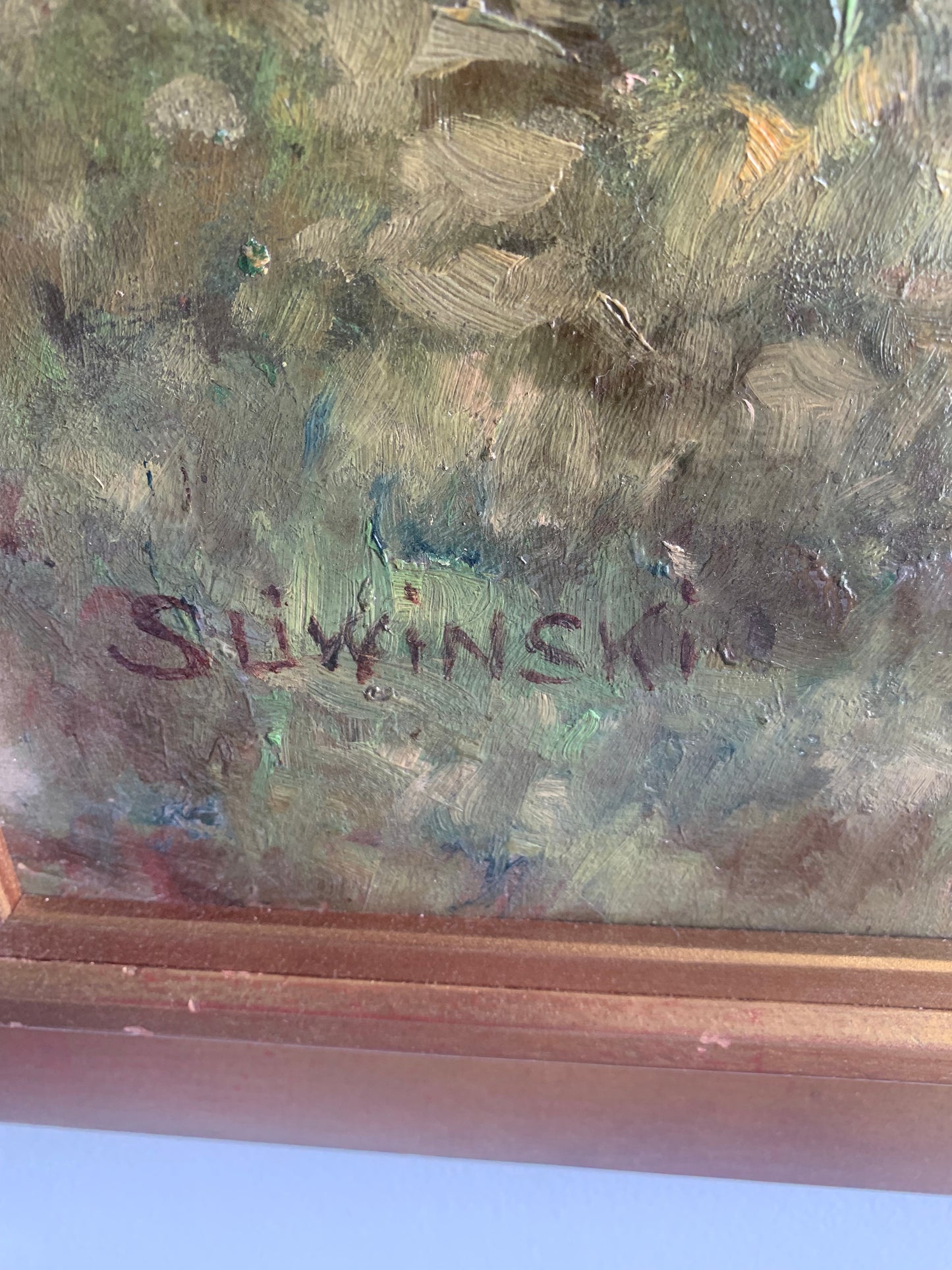 "Dorfstraße" altes Ölgemälde, signiert Sliwiński