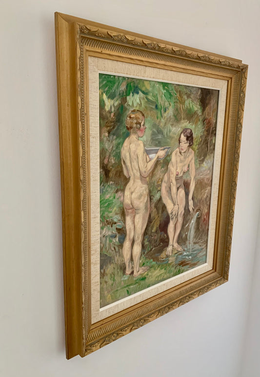 Ölgemälde „Zwei Grazien“, 20. Jahrhundert