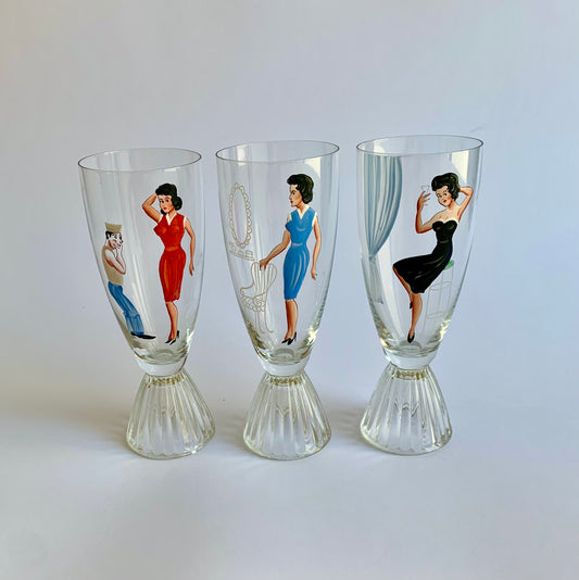 Vintage Pin-up Gläser, 1960er Jahre – 6er Set