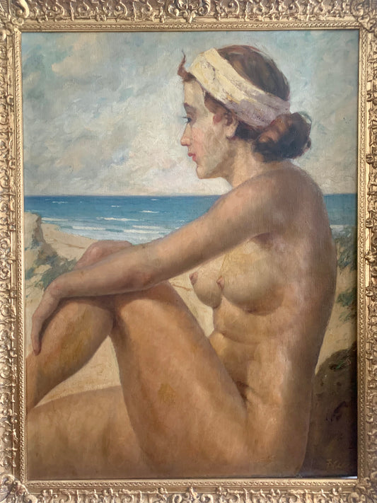 Ölgemälde „Am Strand“, ca. 1930–1940