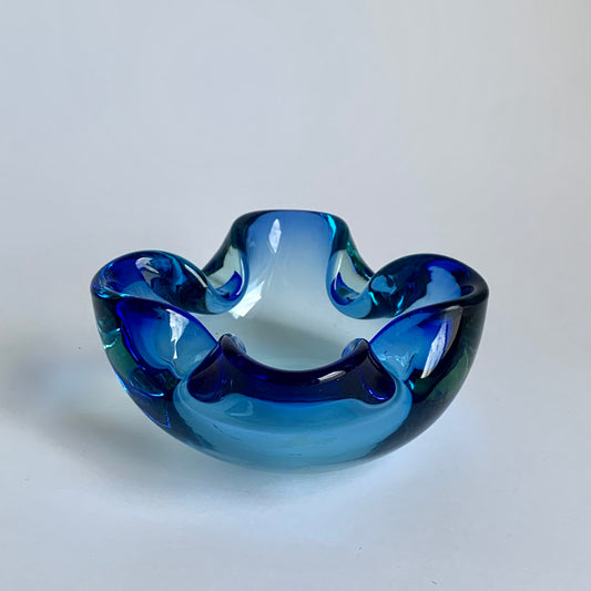Murano-Glas-Schale in Tiefblau und Mintgrün