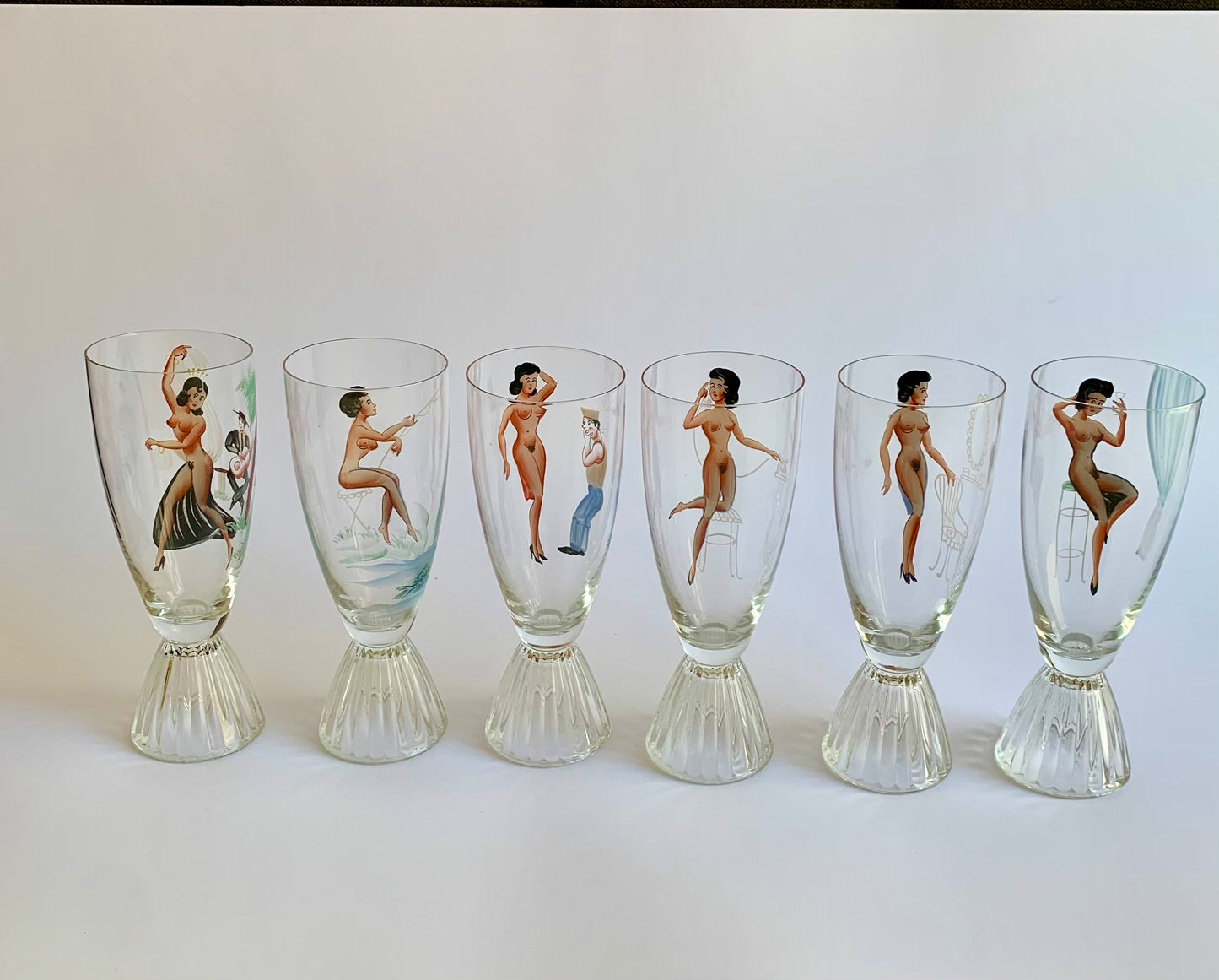 Vintage Pin-up Gläser, 1960er Jahre – 6er Set