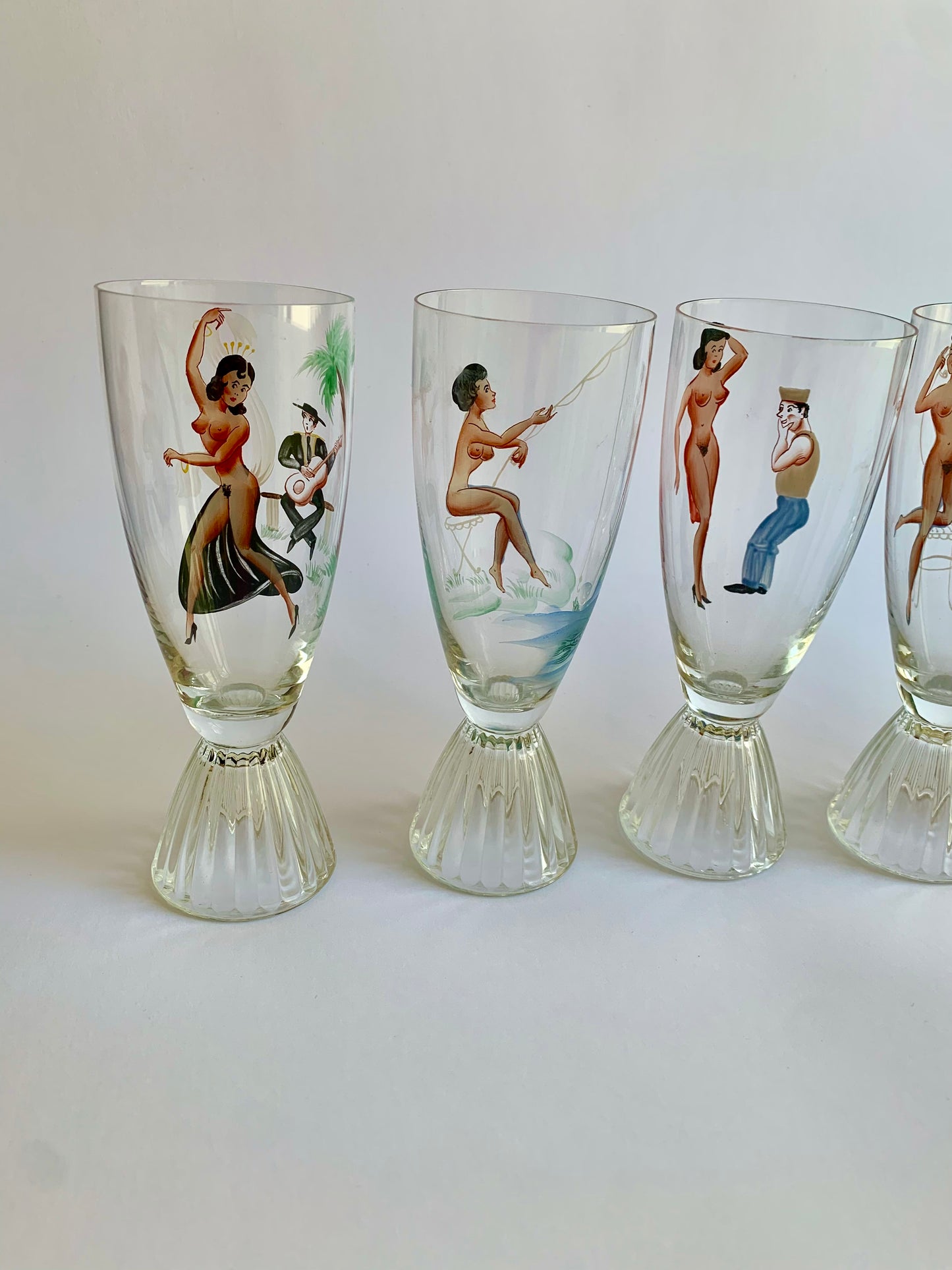 Vintage Pin-up Gläser, 1960er Jahre – 6er Set
