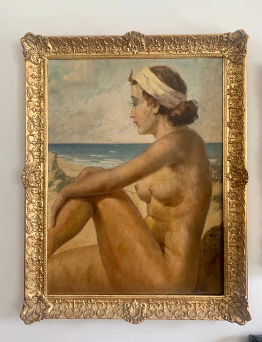 Ölgemälde „Am Strand“, ca. 1930–1940