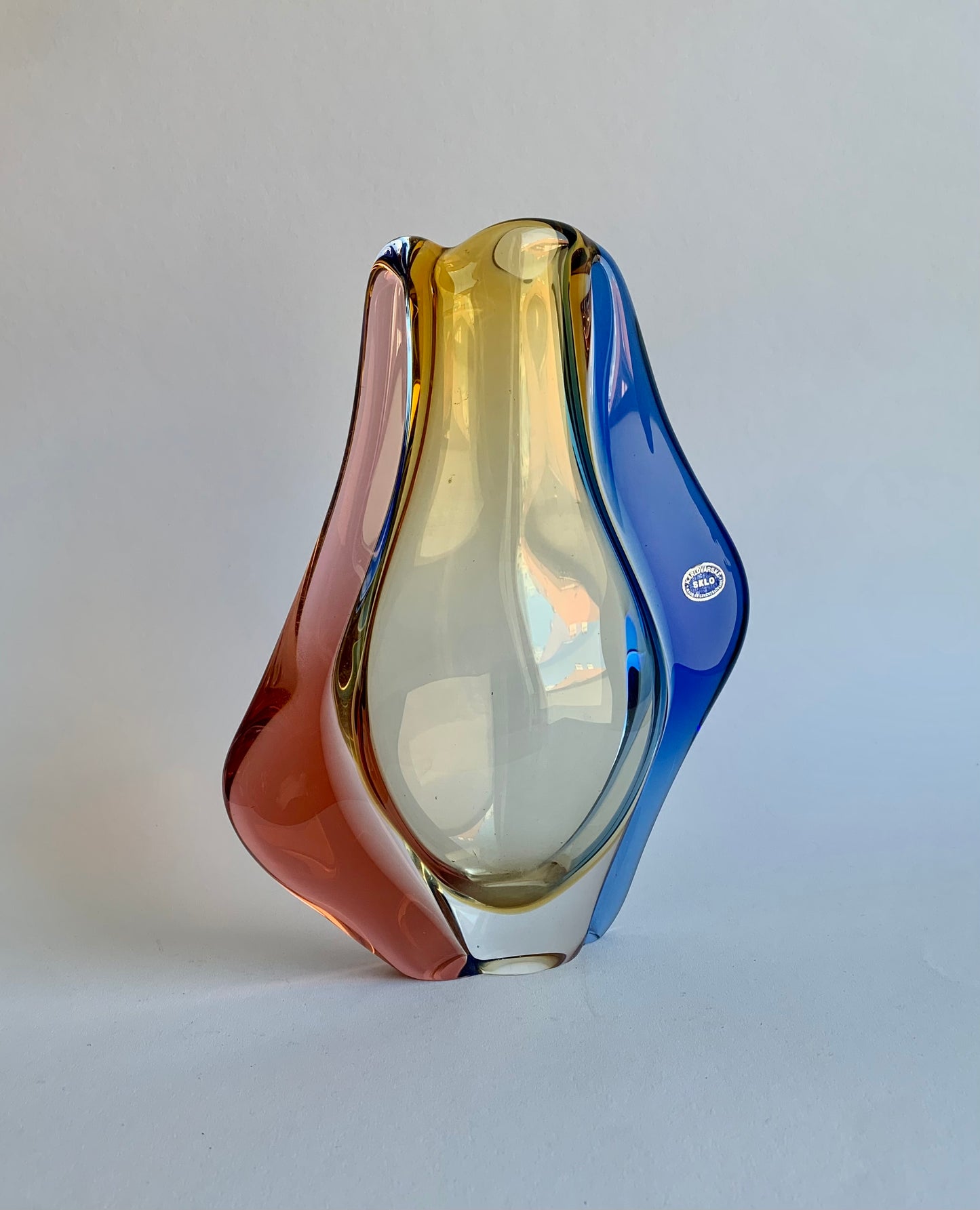 Glass Vase Karlovske Sklo, Czechoslovakia 1970