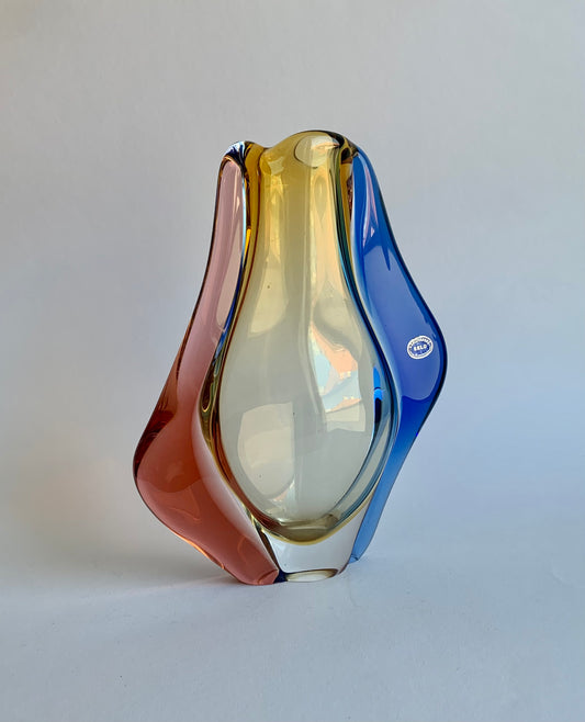 Glass Vase Karlovske Sklo, Czechoslovakia 1970